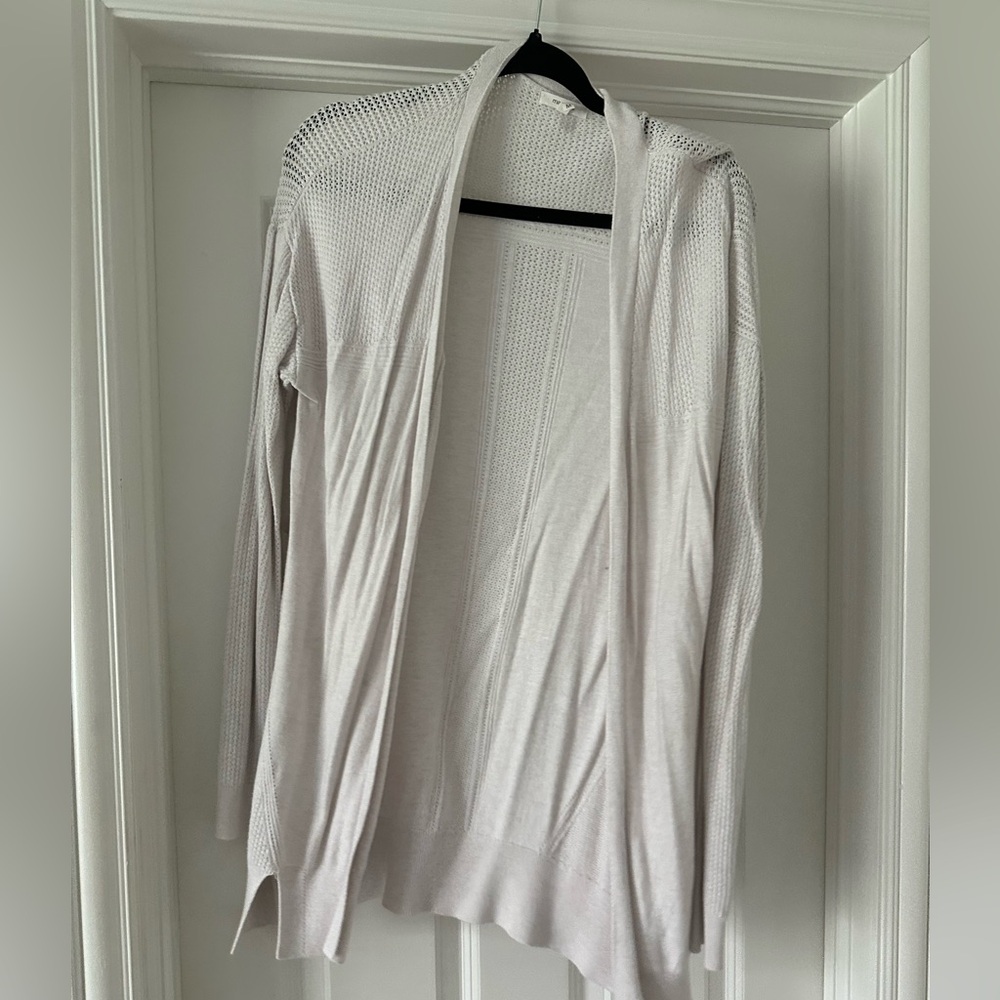 Maurices Light Cream Open-Front Knit Cardigan